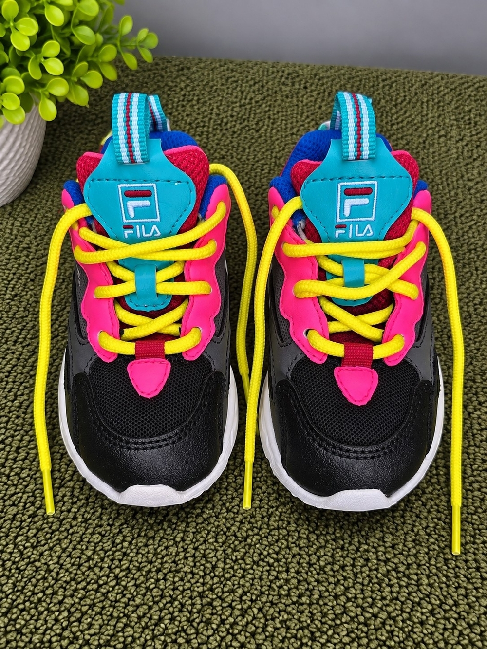 FILA Black Pink & Blue Colorful Athletic Sneakers